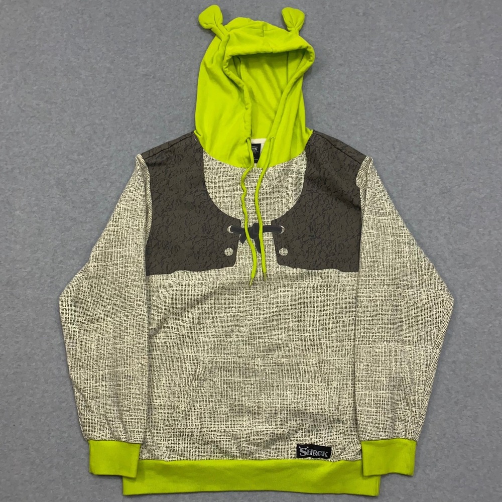 Vintage DreamWorks Shrek Men's Large Hoodie Ogre Ears Rare‎ Character Merch Y2K